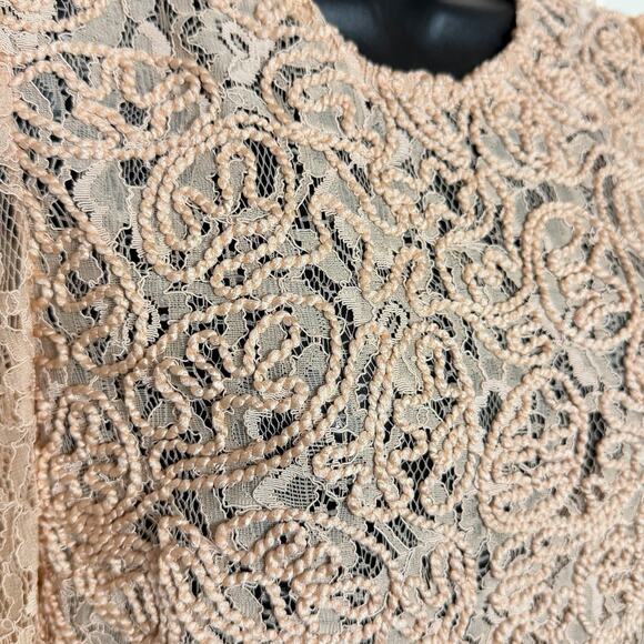 ZARA TRAFALUC SHEER LACE BLOUSE PEACH COQUETTE FAIRY COTTAGE CORE BOHO SIZE M - Picture 3 of 6
